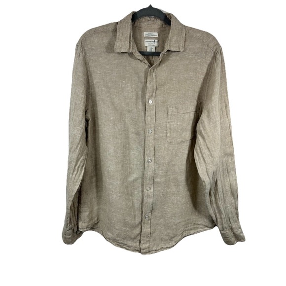 Caribbean Joe Other - Caribbean Joe 100% Linen Shirt Medium Oatmeal European Flax Coastal Quiet Luxury